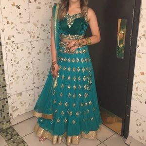 sea green indian party lengha